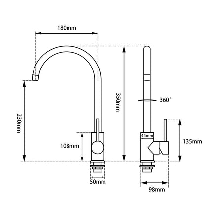 OPAL CLASSIC ROUND GOOSENECK KITCHEN SINK TAP - BRUSHED NICKEL