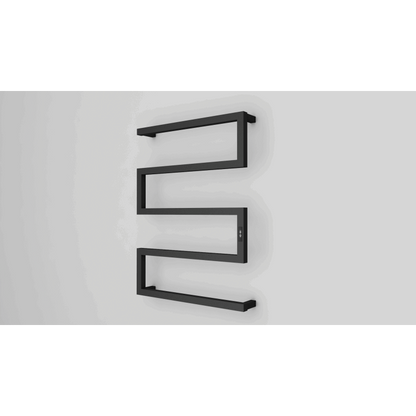 5 BAR SQUARE DESIGNER HEATED TOWEL RAIL WITH BUILT-IN TIMER DN- MATTE BLACK 790H*600W