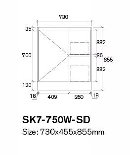 750MM PVC VANITY 100% WATERPROOF GLOSS WHITE FLOOR STANDING