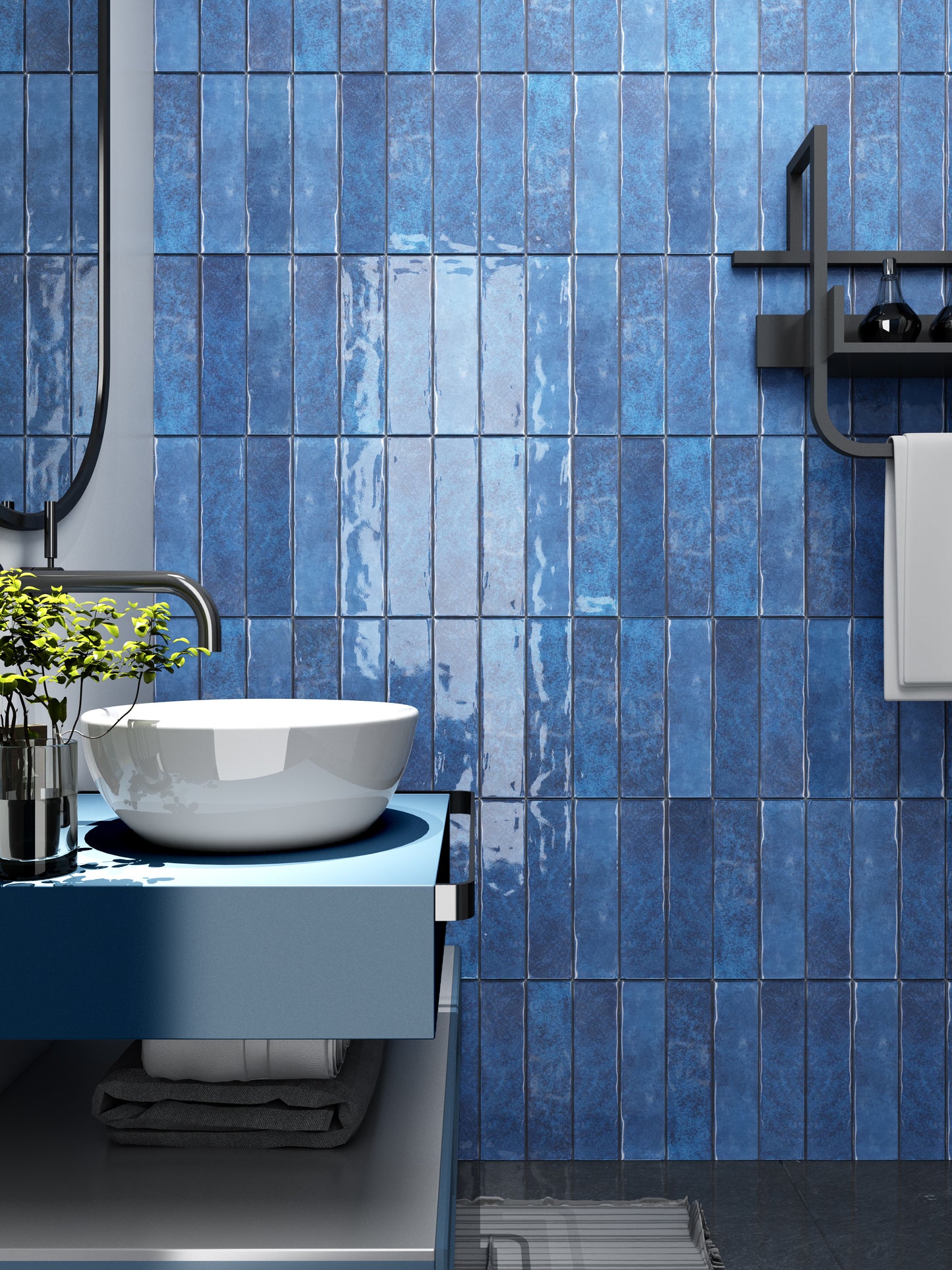 NAVY BLUE SUBWAY CERAMIC TILES  75X300MM - $59/SQM