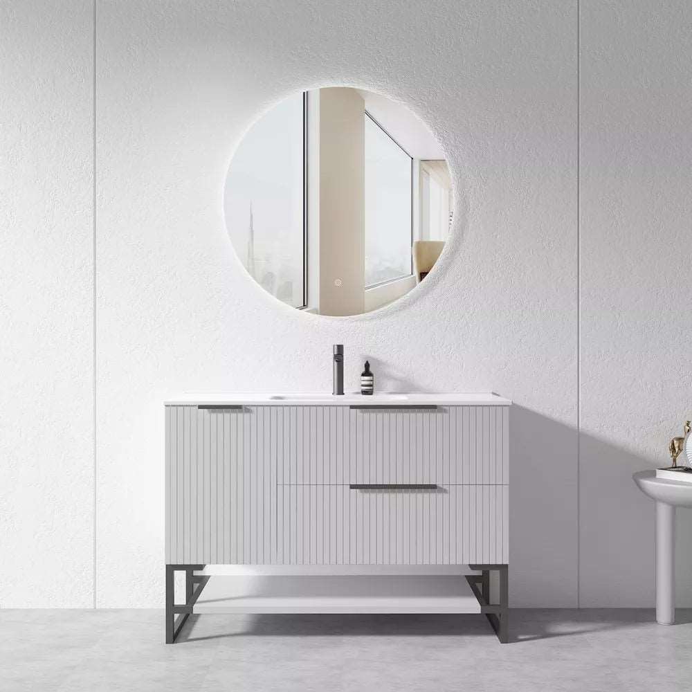 1200MM FLUTED GREY PLYWOOD FLOORSTANDING VANITY