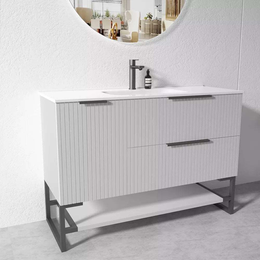 1200MM FLUTED GREY PLYWOOD FLOORSTANDING VANITY