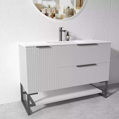 1200MM FLUTED GREY PLYWOOD FLOORSTANDING VANITY