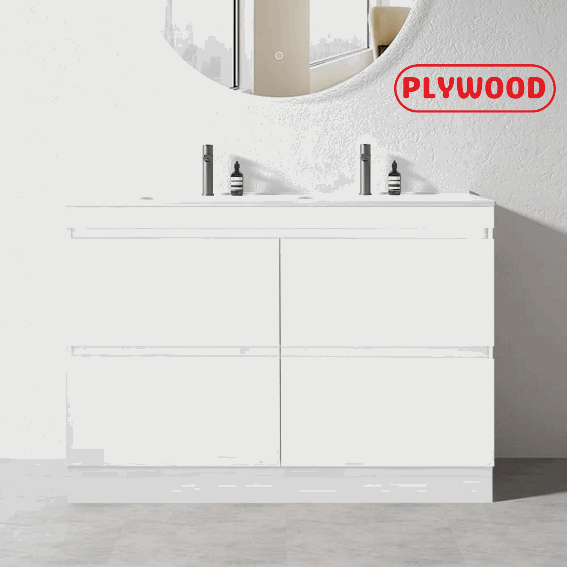 1200MM POLO GLOSS WHITE PLYWOOD FREESTANDING VANITY DOUBLE BASIN