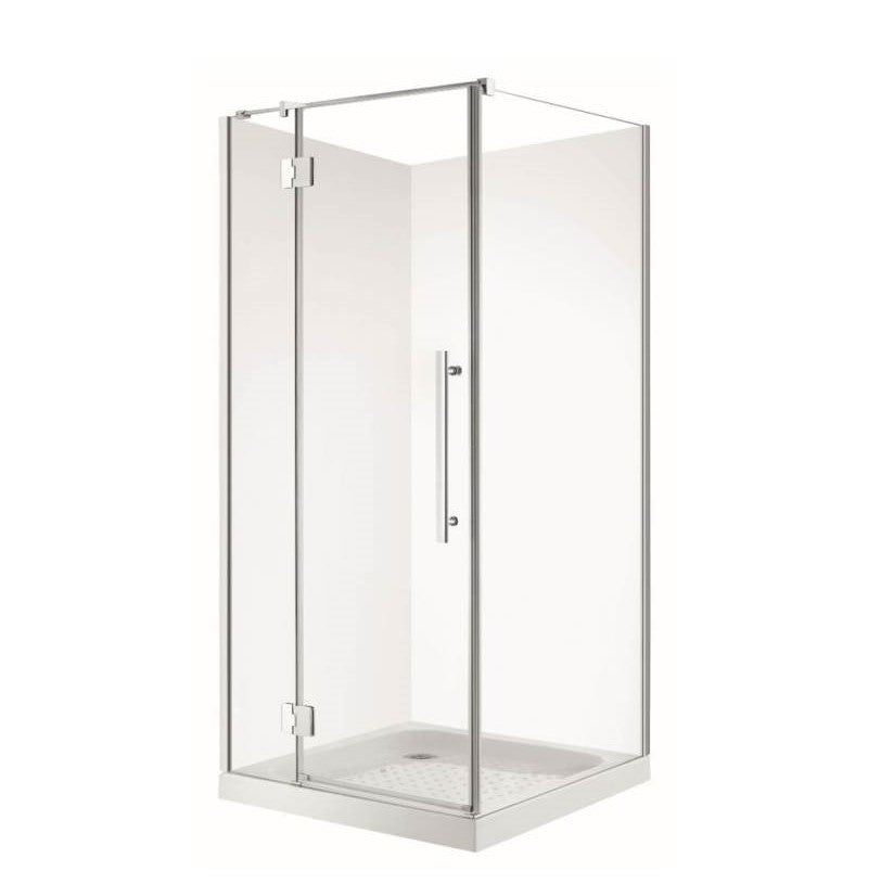 1000X1000MM FRAMELESS SHOWER GLASS WITH SWING DOOR- CHROME