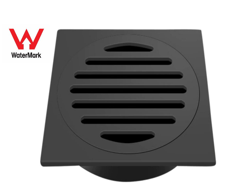 100MM SQUARE FLOOR DRAIN - MATTE BLACK