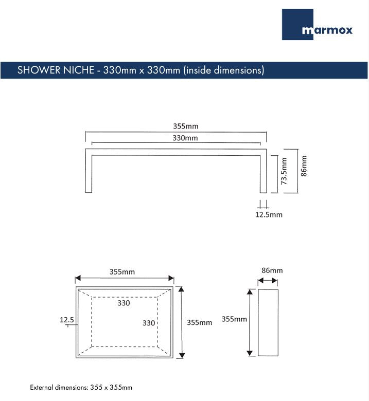 MARMOX SHOWER NICHE 330X330MM