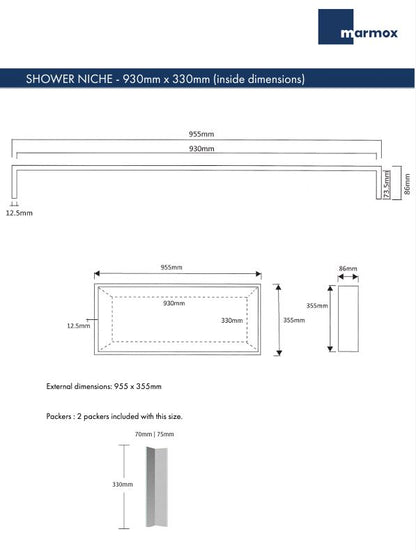 MARMOX SHOWER NICHE 930X330MM