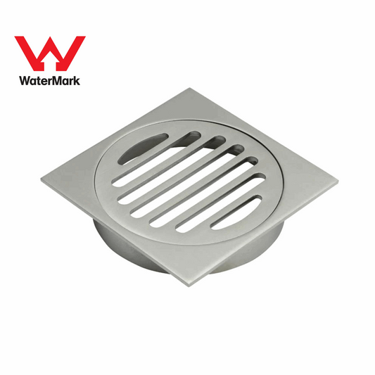 100MM SQUARE FLOOR DRAIN - BRUSHED NICKEL