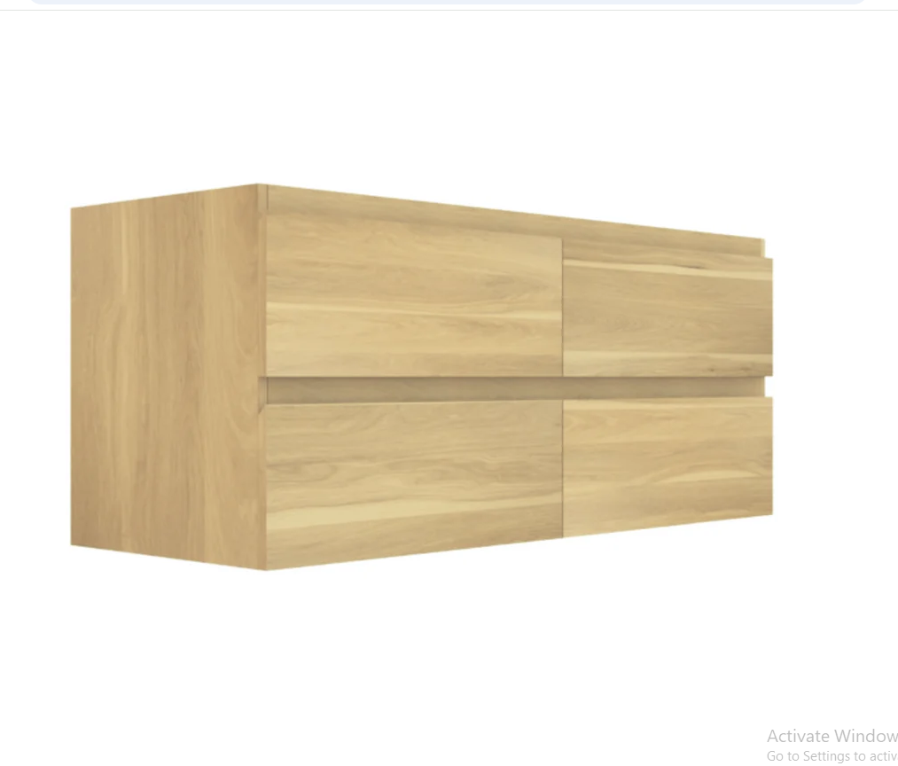 NELSON WALL HUNG VANITY | 1500MM | LIGHT OAK | DOUBLE BASIN | PLYWOOD