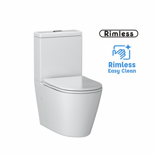 WARSAW COMPACT RIMLESS BACK TO WALL TOILET SUITE 605X375X825MM