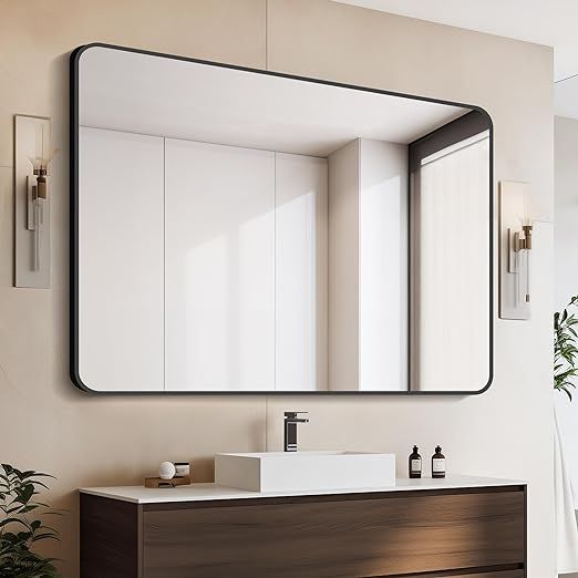 1200x800MM SERAPHINE BLACK ALUMINIUM FRAMED MIRROR DN