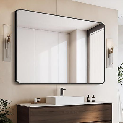 900x750MM SERAPHINE BLACK ALUMINIUM FRAMED MIRROR DN