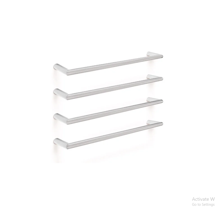 TRANQUILLITY ROUND SINGLE BAR HEATED TOWEL RAIL 450MM - BRUSHED STAINLESS