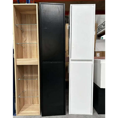 1600MM ANNA BLACK & LIGHT OAK PLYWOOD TALL CABINET