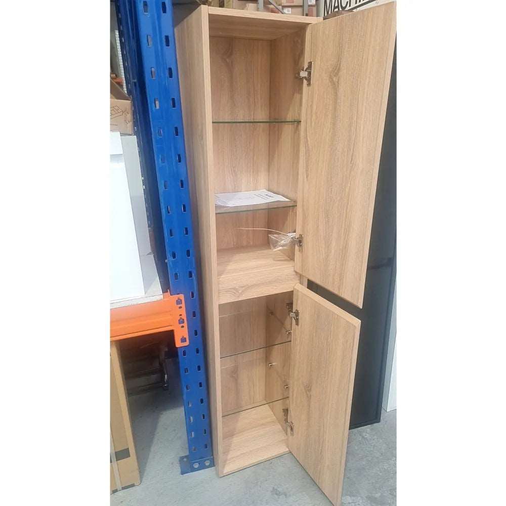 1600MM ANNA LIGHT OAK PLYWOOD TALL CABINET