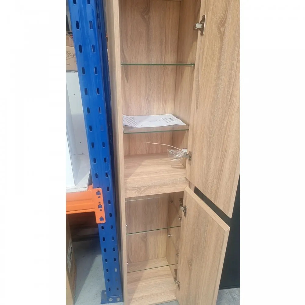 1600MM ANNA LIGHT OAK PLYWOOD TALL CABINET