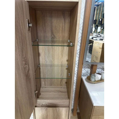 1600MM ANNA LIGHT OAK PLYWOOD TALL CABINET