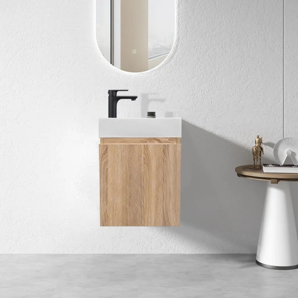 PICCOLO 400MM LIGHT OAK PLYWOOD WALL HUNG VANITY