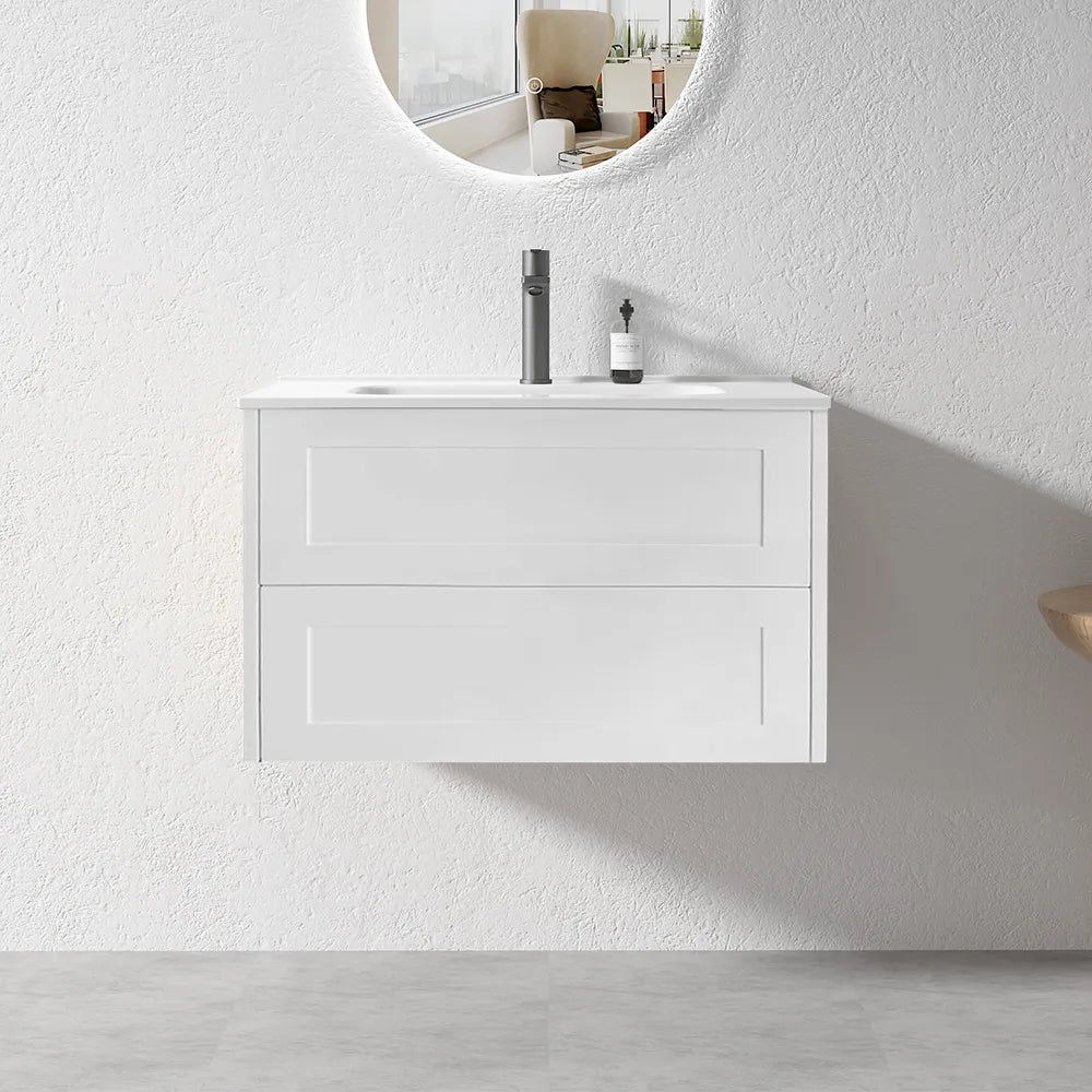 HAMPTON WALL HUNG VANITY | 750MM | SHAKER STYLE | PLYWOOD