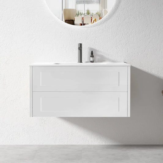 HAMPTON WALL HUNG VANITY | 900MM | SHAKER STYLE | PLYWOOD