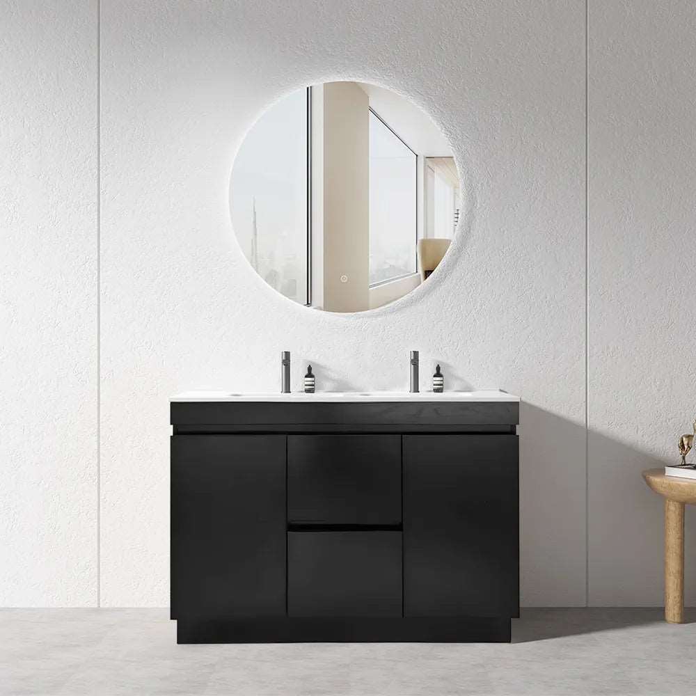 1200MM MADRID PLYWOOD DARK OAK FLOOR STANDING VANITY | DOUBLE BASIN