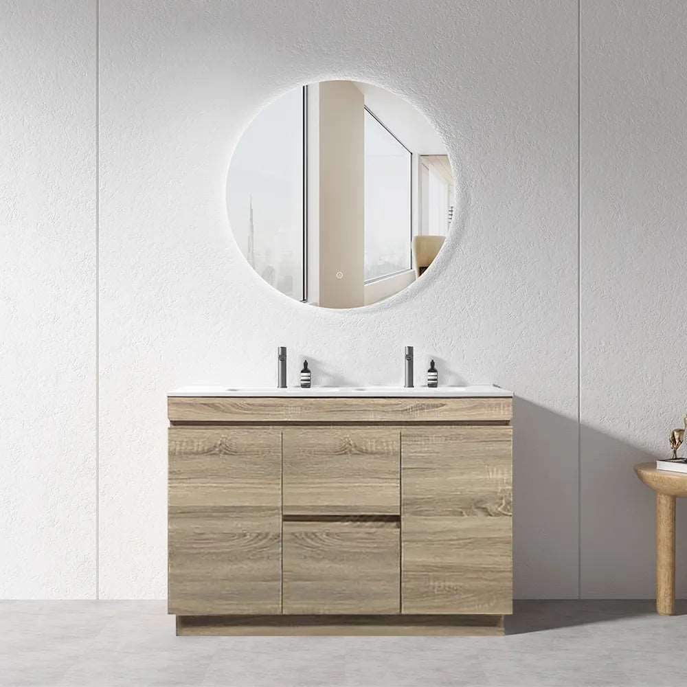 1200MM MADRID PLYWOOD LIGHT OAK FLOOR STANDING VANITY | DOUBLE BASIN