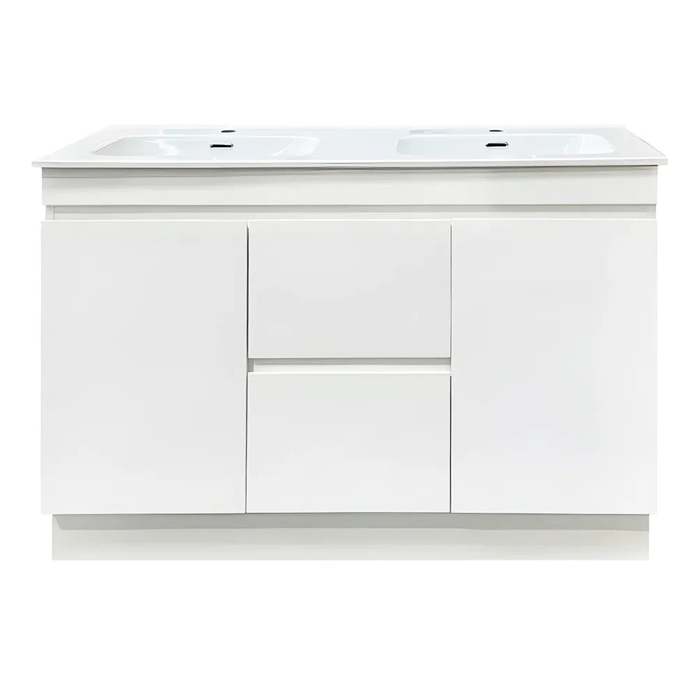 1200MM MADRID PLYWOOD WHITE GLOSS FLOOR STANDING VANITY|  DOUBLE BASIN