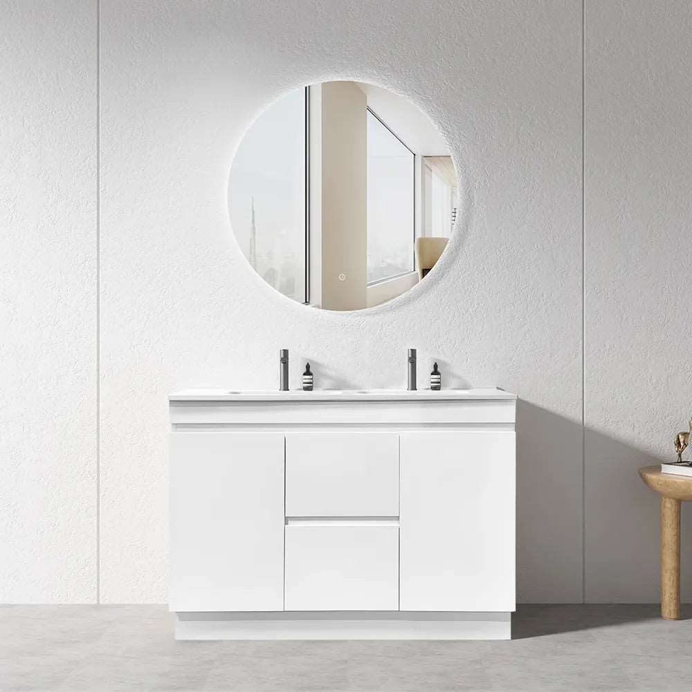 1200MM MADRID PLYWOOD WHITE GLOSS FLOOR STANDING VANITY|  DOUBLE BASIN