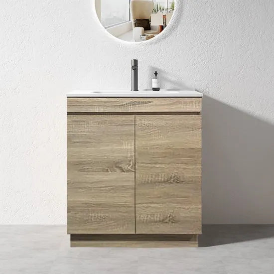 600MM MADRID LIGHT OAK PLYWOOD FLOORSTANDING VANITY