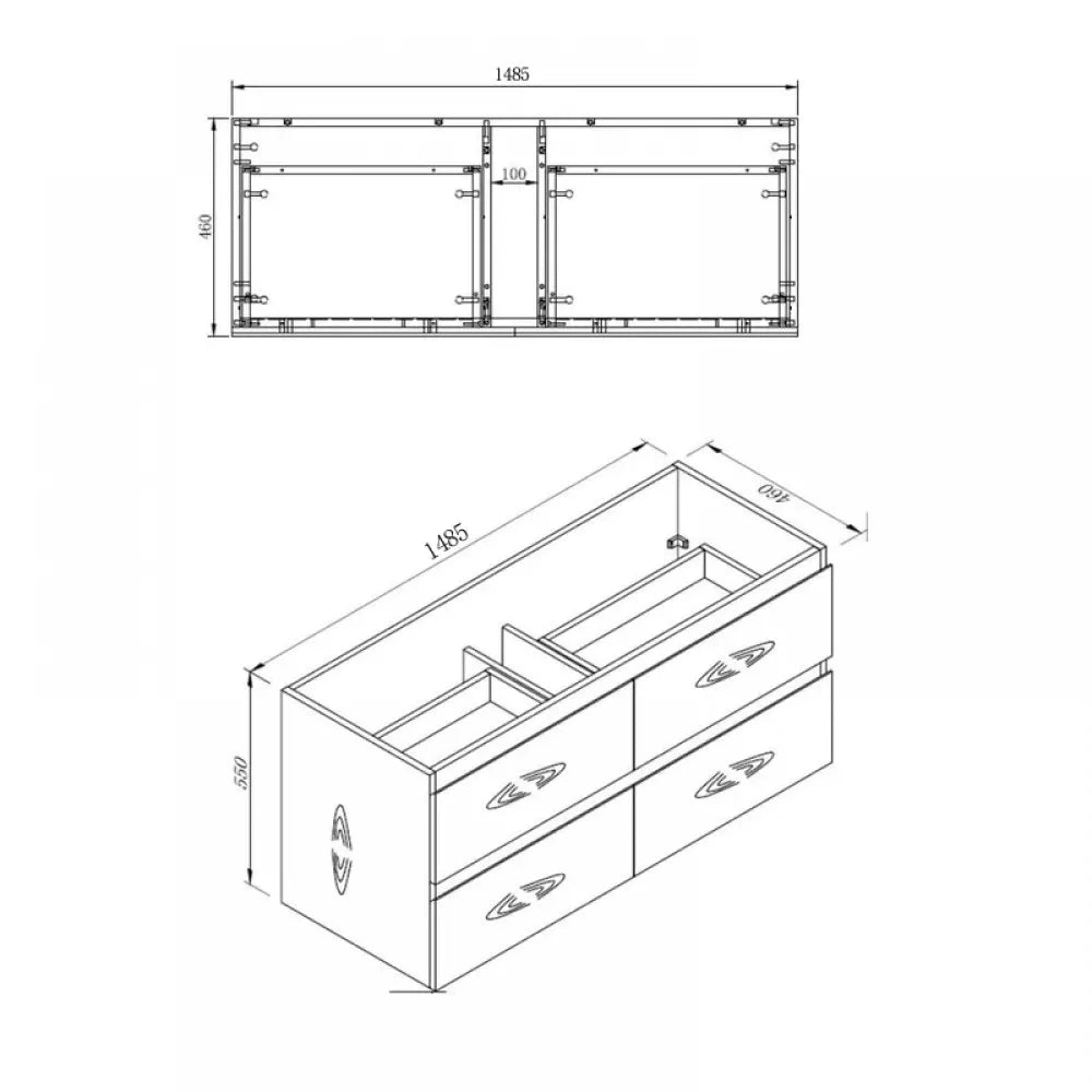 NELSON WALL HUNG VANITY | 1500MM | GLOSS WHITE | PLYWOOD| SINGLE BASIN