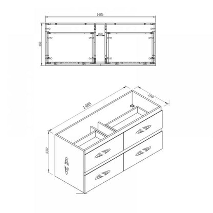 NELSON WALL HUNG VANITY | 1500MM | GLOSS WHITE | PLYWOOD| SINGLE BASIN