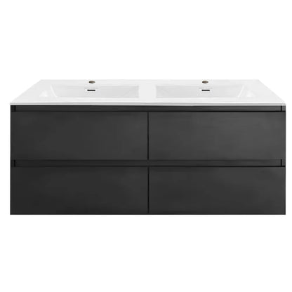 NELSON WALL HUNG VANITY | 1800MM | DARK OAK | DOUBLE BASIN | PLYWOOD