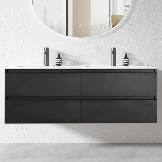 NELSON WALL HUNG VANITY | 1800MM | DARK OAK | DOUBLE BASIN | PLYWOOD