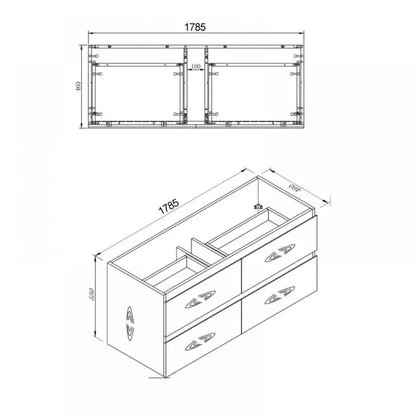 NELSON WALL HUNG VANITY | 1800MM | DARK OAK | PLYWOOD SINGLE BASIN CABINET ONLY