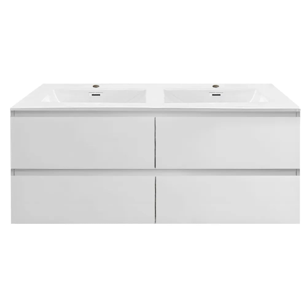 NELSON WALL HUNG VANITY | 1800MM | GLOSS WHITE | DOUBLE BASIN | PLYWOOD