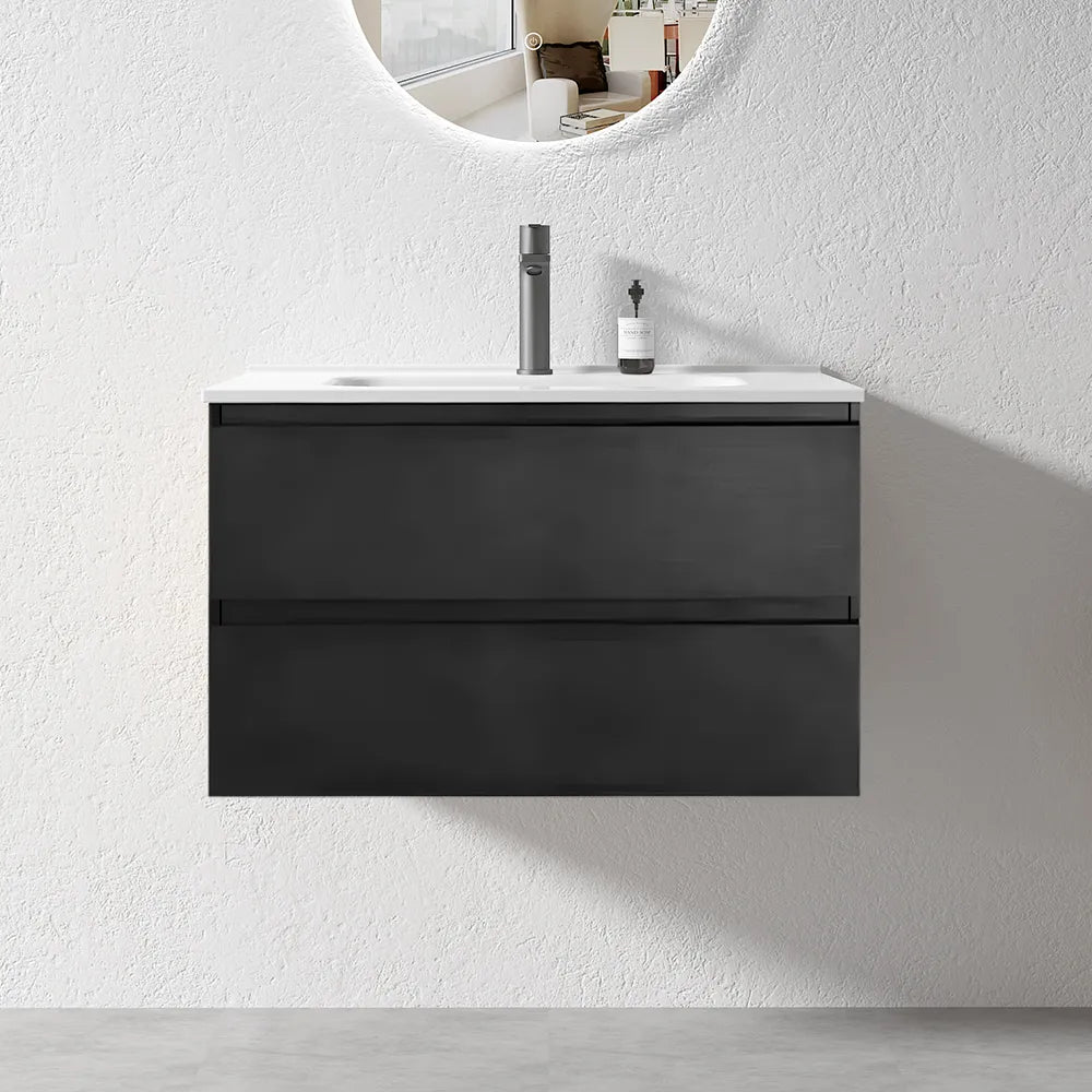 NELSON WALL HUNG VANITY | 750MM | DARK OAK | PLYWOOD