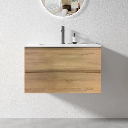 NELSON WALL HUNG VANITY | 750MM | LIGHT OAK | PLYWOOD