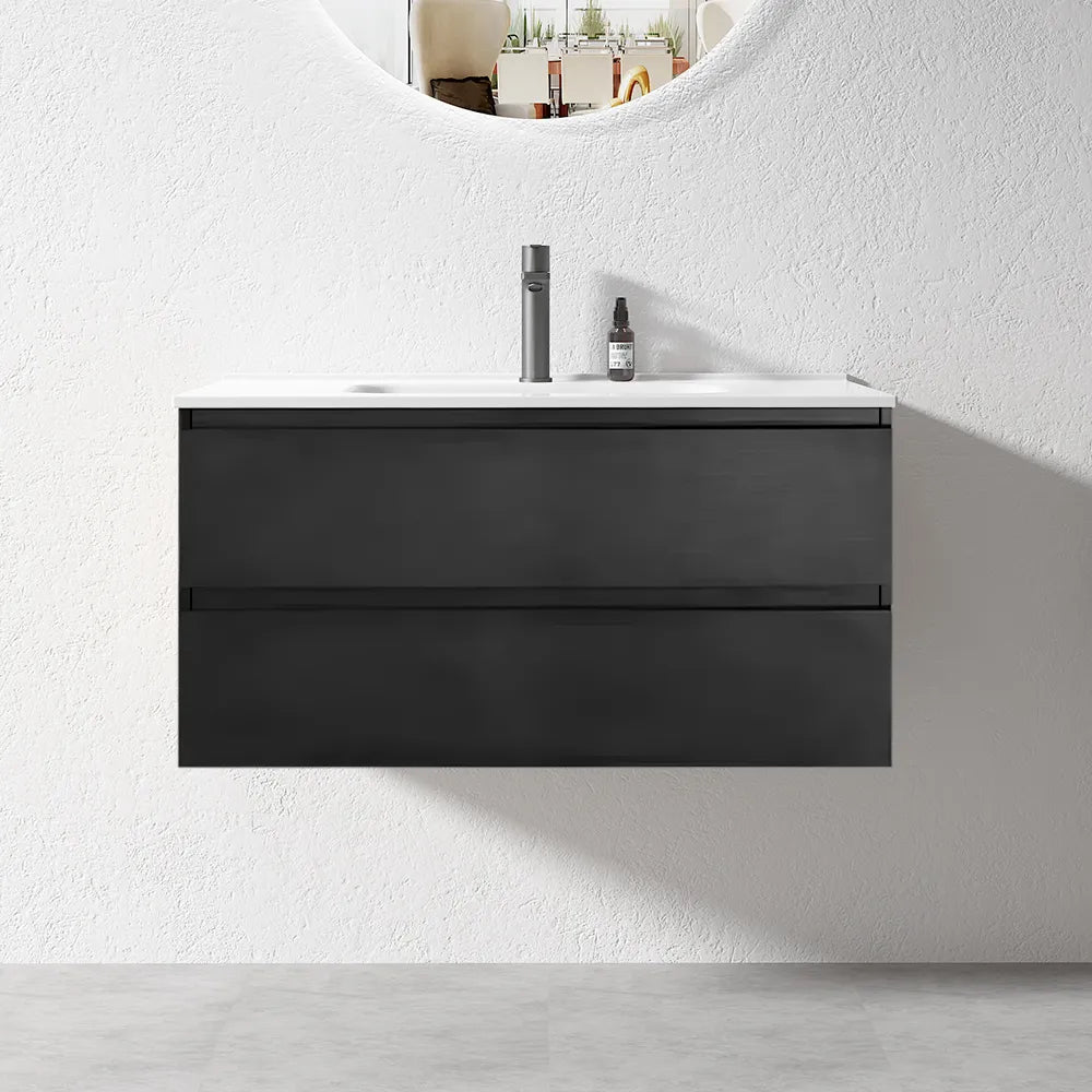 NELSON WALL HUNG VANITY | 900MM | DARK OAK | PLYWOOD