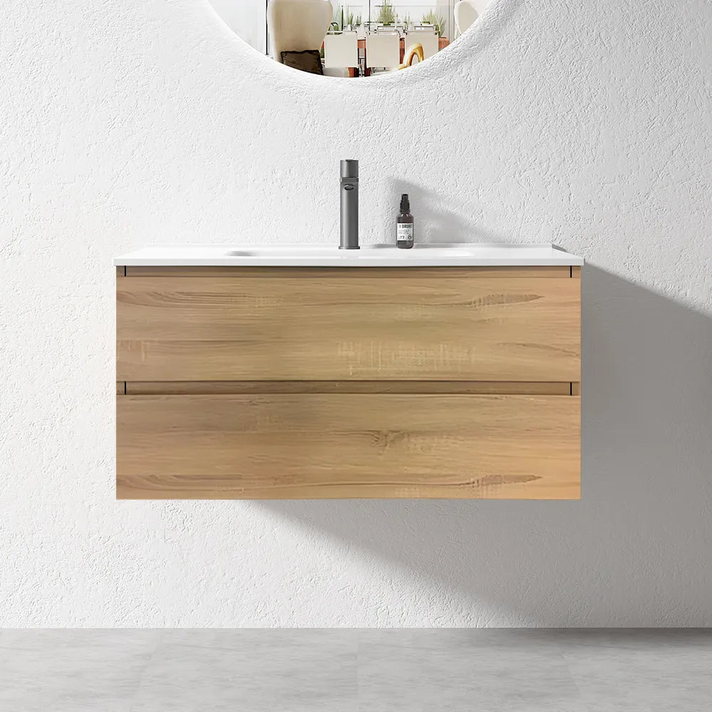 NELSON WALL HUNG VANITY | 900MM | LIGHT OAK | PLYWOOD