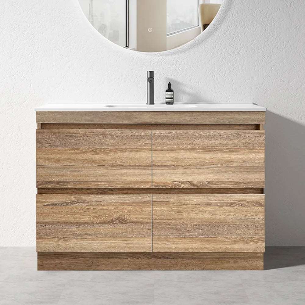 1500MM POLO LIGHT OAK PLYWOOD FLOORSTANDING VANITY SINGLE BASIN