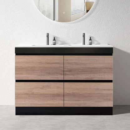 1500MM POLO BLACK & LIGHT OAK PLYWOOD FLOORSTANDING VANITY