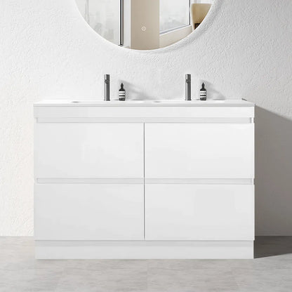 1200MM POLO GLOSS WHITE PLYWOOD FREESTANDING VANITY DOUBLE BASIN