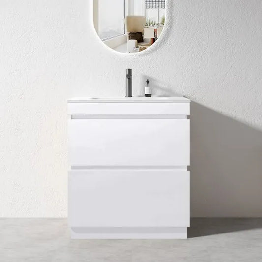 VALENTINA SLIM FLOOR STANDING VANITY | WHITE GLOSS | 750MM | PLYWOOD