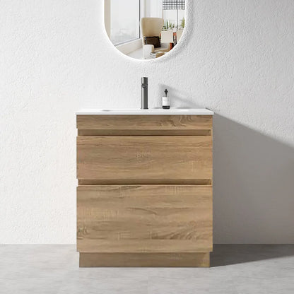 VALENTINA SLIM FLOOR STANDING VANITY | LIGHT OAK | 900MM | PLYWOOD