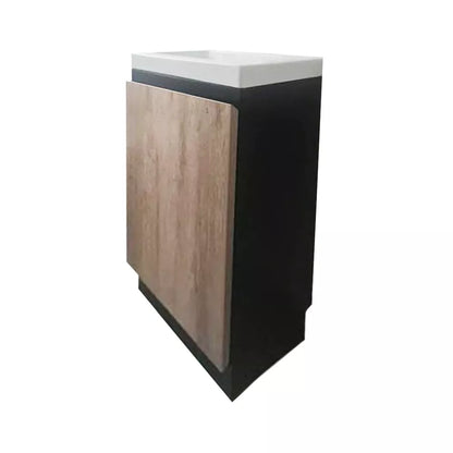 YOLO SLIM FLOOR STANDING VANITY | BLACK & LIGHT OAK | 400MM | PLYWOOD