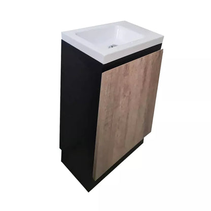 YOLO SLIM FLOOR STANDING VANITY | BLACK & LIGHT OAK | 400MM | PLYWOOD