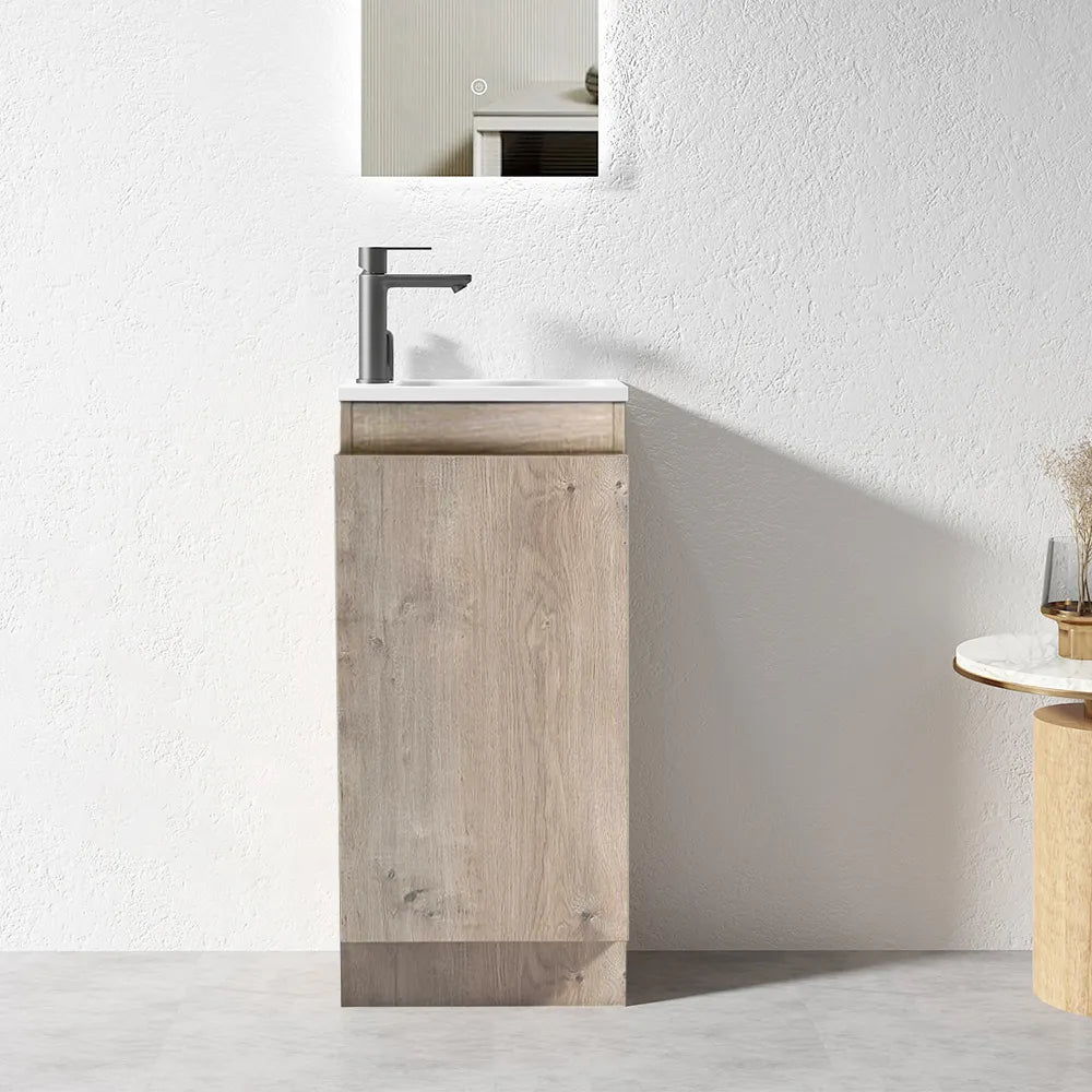 YOLO SLIM FLOOR STANDING VANITY | LIGHT OAK | 400MM | PLYWOOD