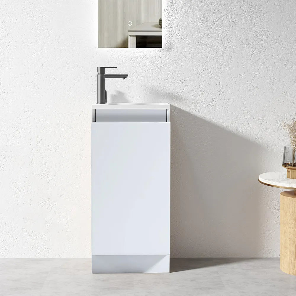 YOLO SLIM FLOOR STANDING VANITY | WHITE GLOSS | 400MM | PLYWOOD