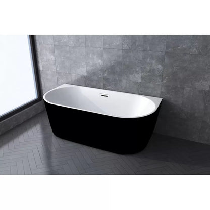 1700MM OVAL FREESTANDING BACK TO WALL BATH - BLACK AND WHITE